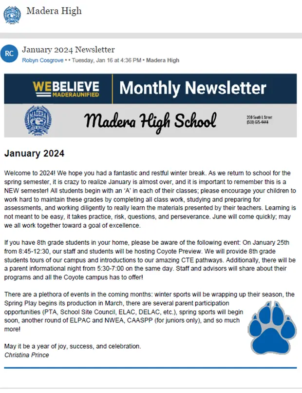 January 2024 MHS Monthly Newsletter