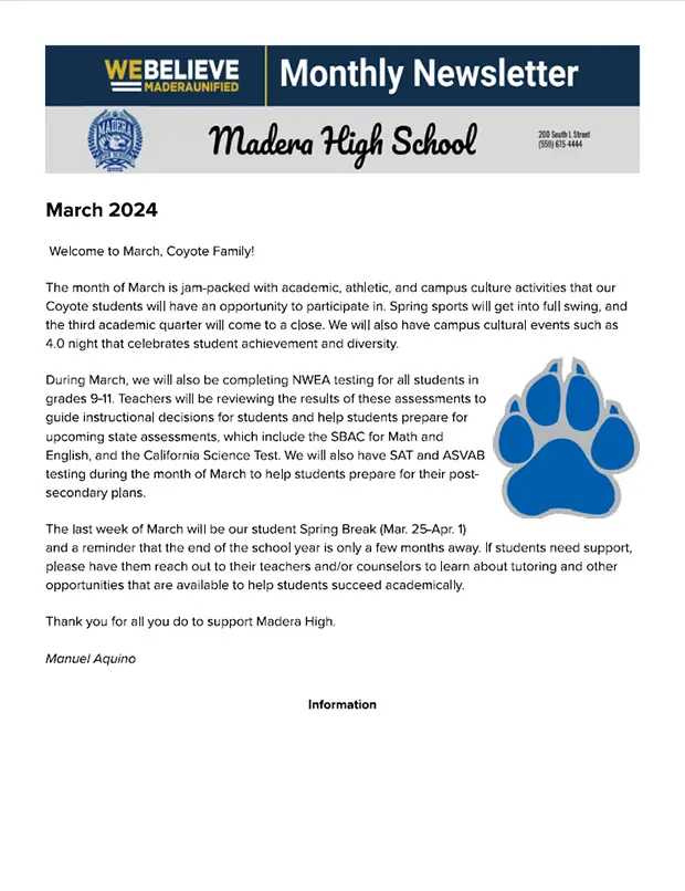 March 2024 Monthly MHS Newsletter